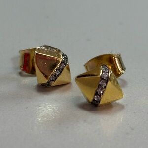 925 silver (14k gold plated) and diamond stud earrings